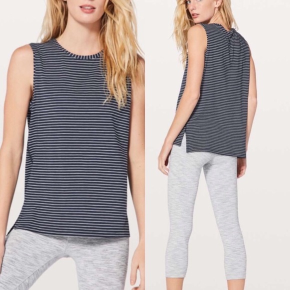 lululemon athletica Tops - Lululemon Navy White Stripe Lover Tank Top 4
